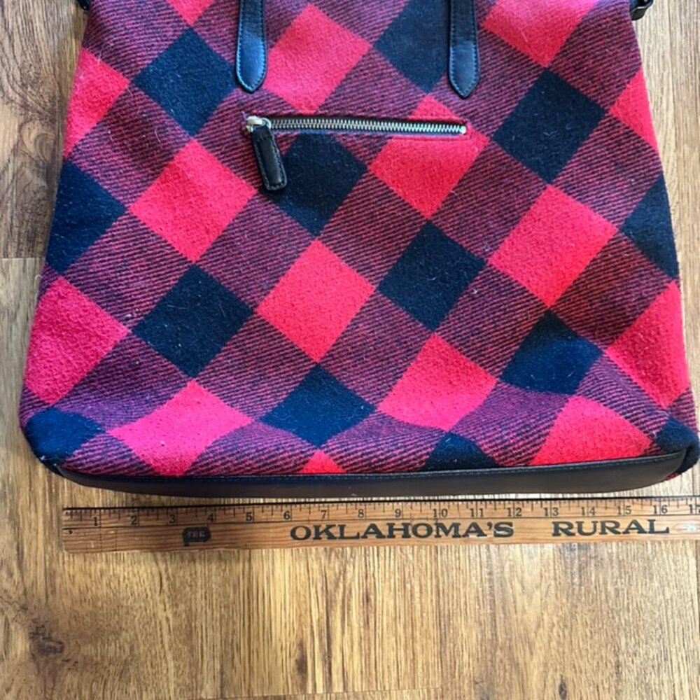 Talbots Buffalo Check Red and Black Plaid Slouchy Handbag - Picture 5 of 8
